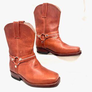 Cowboy Hand Tooled Leather Harness Brown Boots-European Sz. 30 (Us 12 1/2-13)